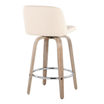 White Toriano 26" Fixed-Height Counter Stool - Set of 2