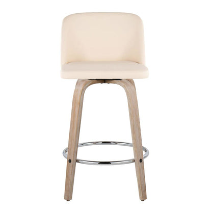 White Toriano 26" Fixed-Height Counter Stool - Set of 2