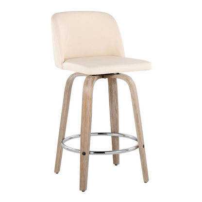 White Toriano 26" Fixed-Height Counter Stool - Set of 2