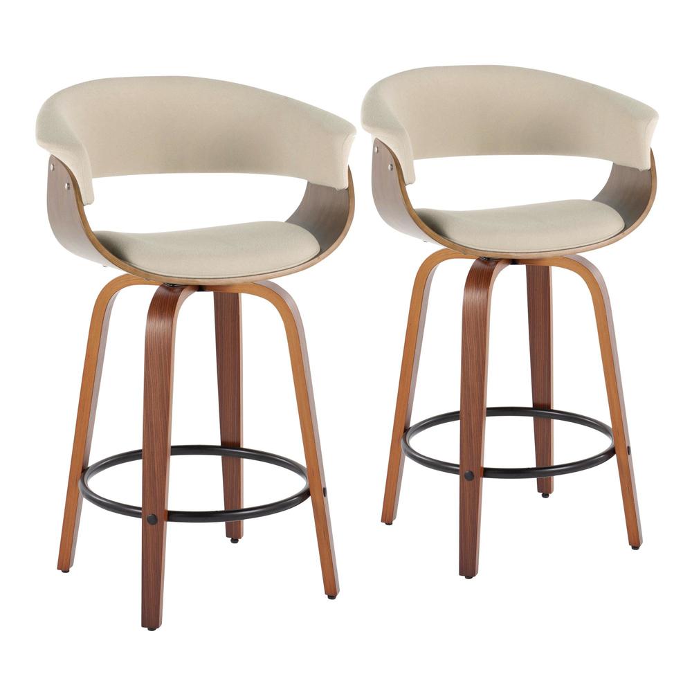 Beige Vintage Mod 26" Fixed-Height Counter Stool - Set of 2