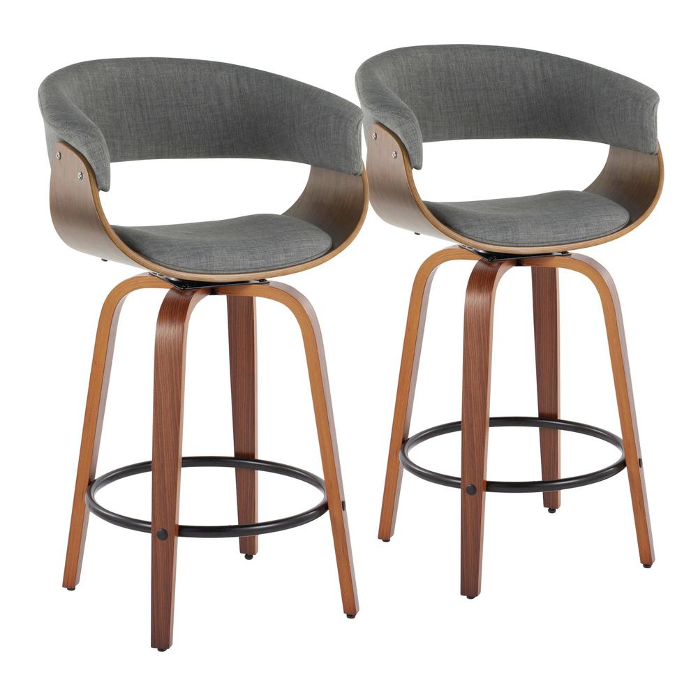 Grey Vintage Mod 26" Fixed-Height Counter Stool - Set of 2