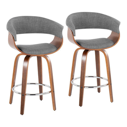 Grey Vintage Mod 26" Fixed-Height Counter Stool - Set of 2