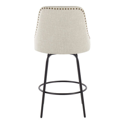 Studded Marcel 27" Fixed-Height Counter Stool - Set of  2