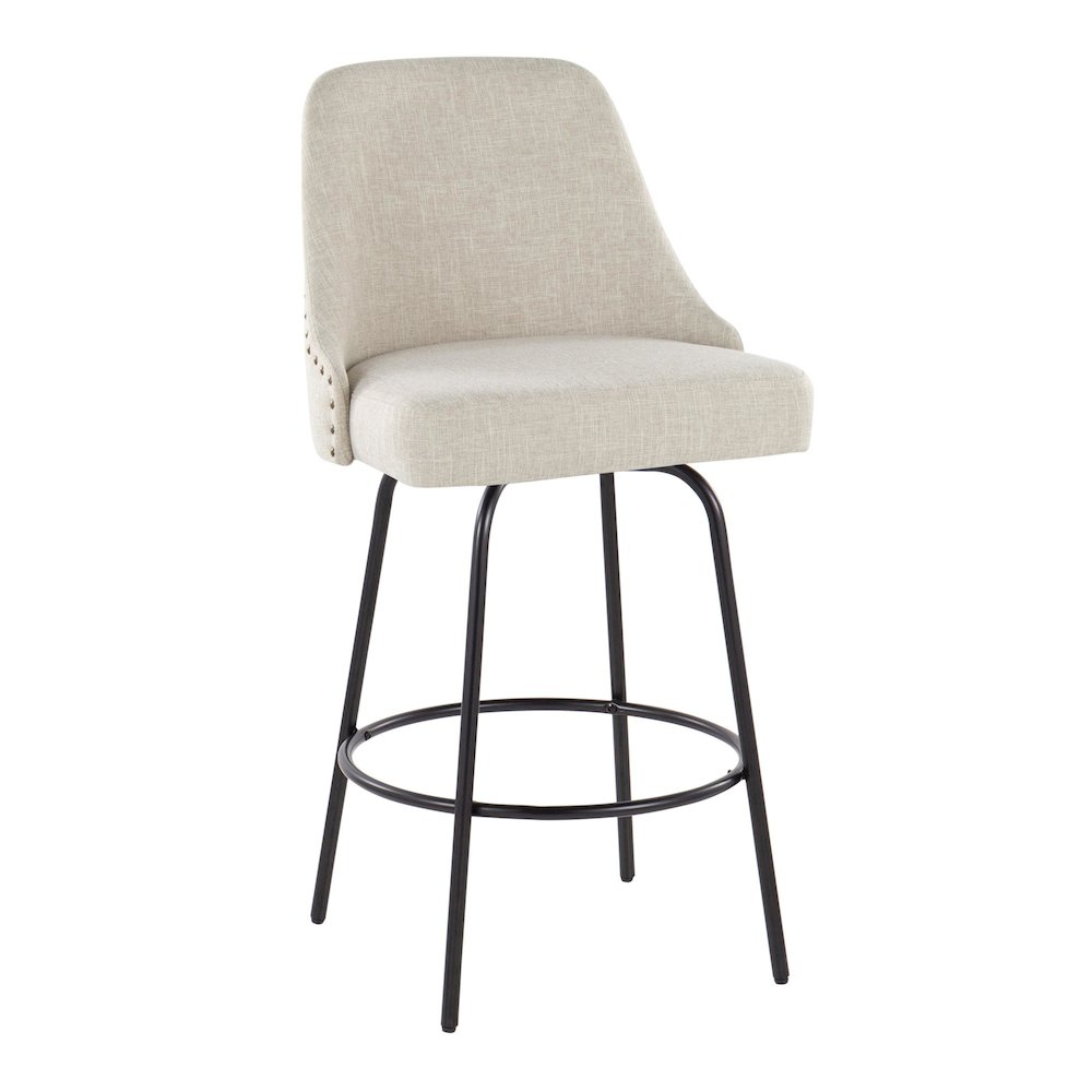 Studded Marcel 27" Fixed-Height Counter Stool - Set of  2