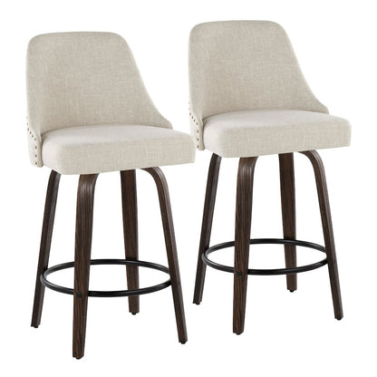 Studded Marcel 27" Fixed-Height Counter Stool - Set of  2