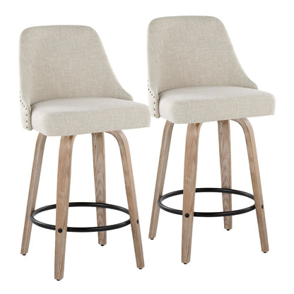 Studded Marcel 27" Fixed-Height Counter Stool - Set of  2