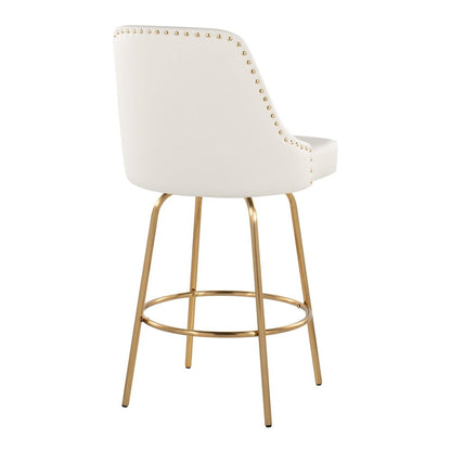 Studded Marcel 27" Fixed-Height Counter Stool - Set of  2