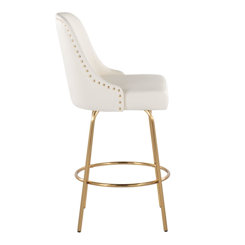 Studded Marcel 27" Fixed-Height Counter Stool - Set of  2