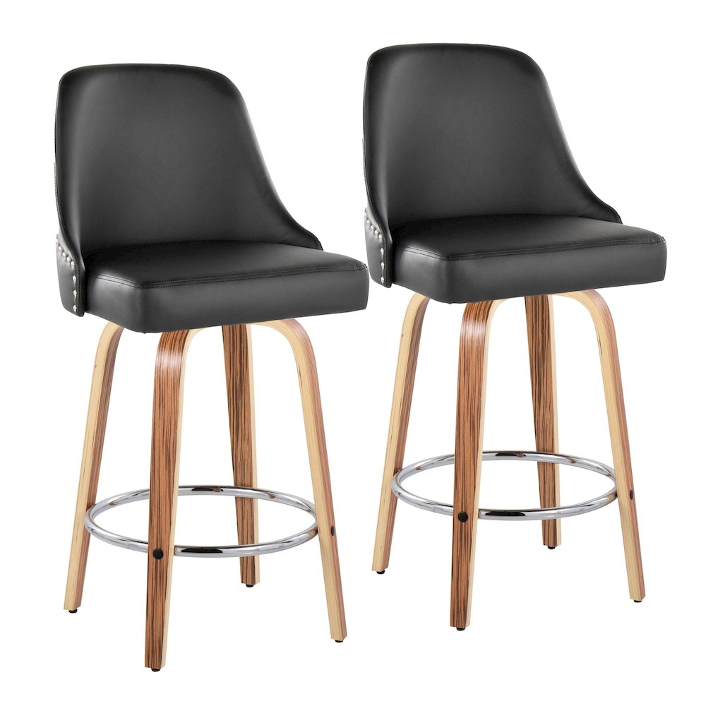 Studded Marcel 27" Fixed-Height Counter Stool - Set of  2