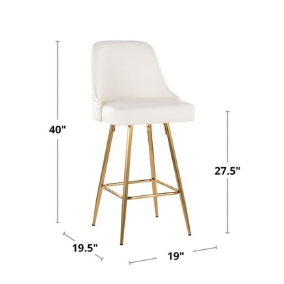 Studded Marcel 27" Fixed-Height Counter Stool - Set of 2