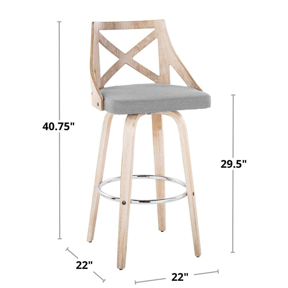 Grey Charlotte 30" Fixed-Height Barstool - Set of 2