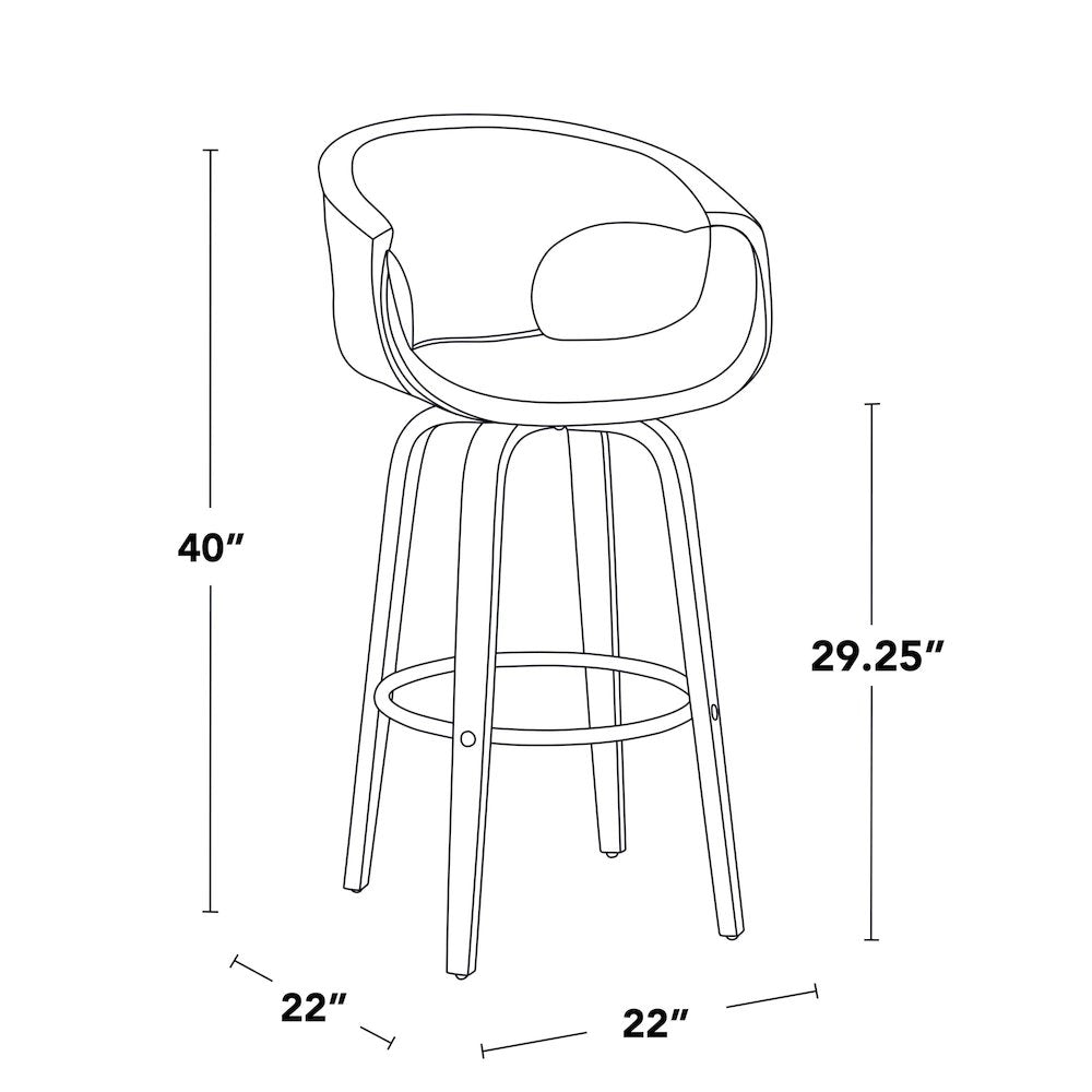 Curva 30" Fixed-Height Barstool - Set of 2