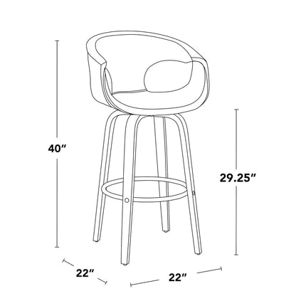 Curva 30" Fixed-Height Barstool - Set of 2