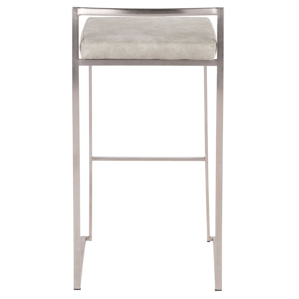Fuji Stacker 30" Fixed-Height Barstool - Set of 3 in Stainless Steel