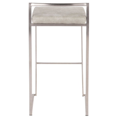 Fuji Stacker 30" Fixed-Height Barstool - Set of 3 in Stainless Steel