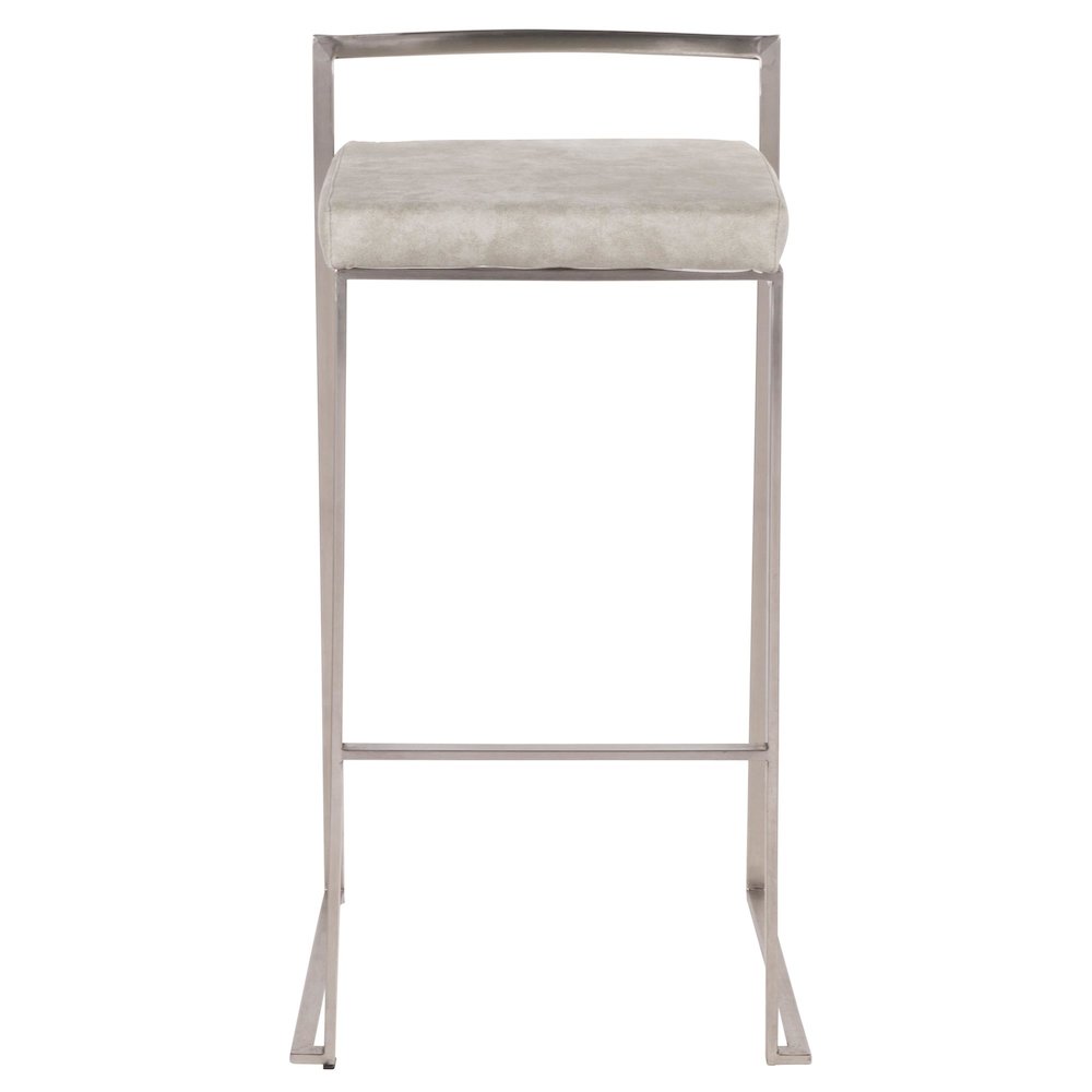 Fuji Stacker 30" Fixed-Height Barstool - Set of 3 in Stainless Steel
