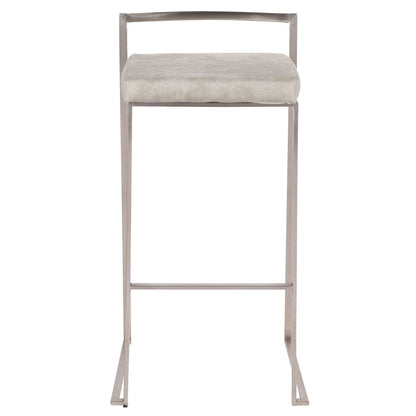 Fuji Stacker 30" Fixed-Height Barstool - Set of 3 in Stainless Steel