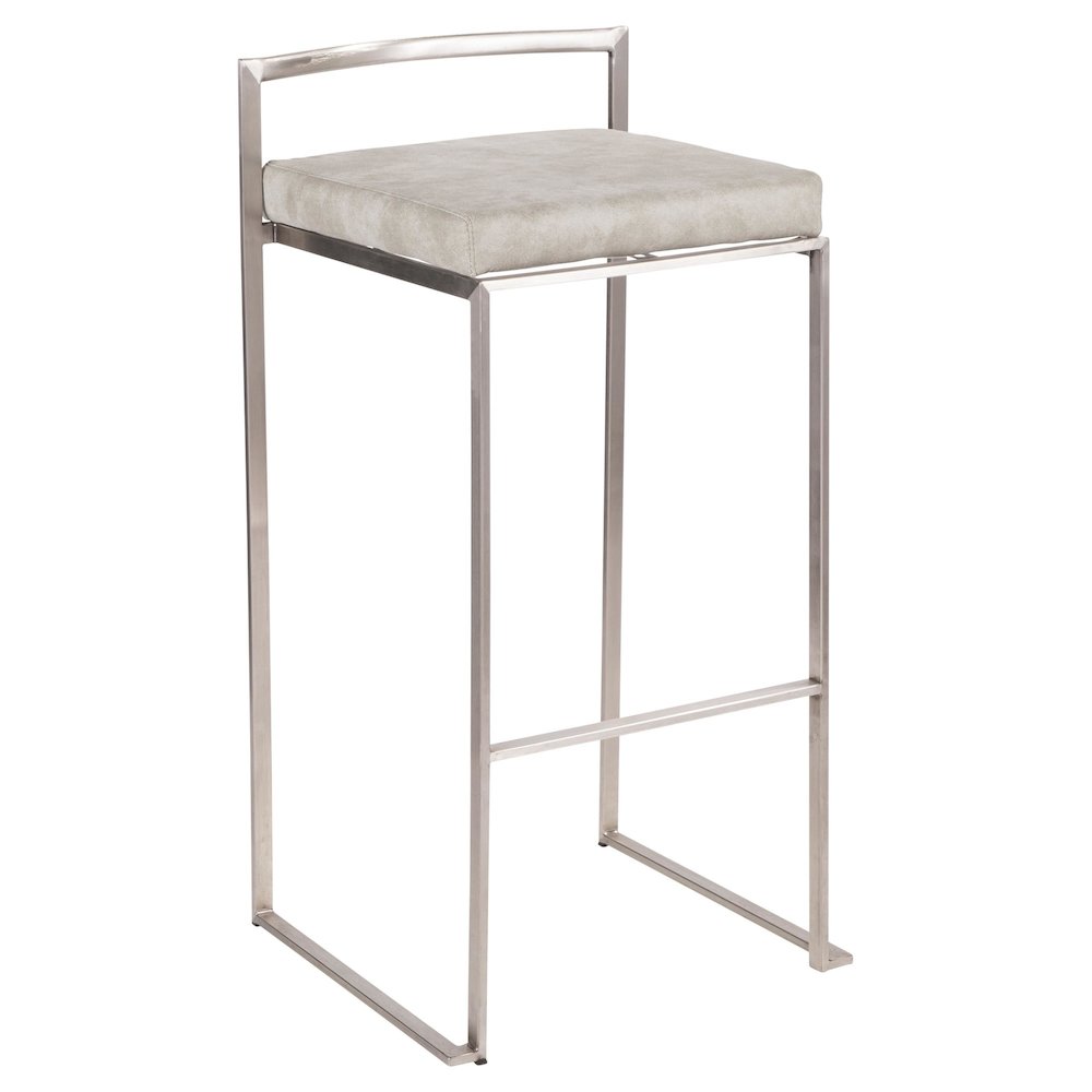 Fuji Stacker 30" Fixed-Height Barstool - Set of 3 in Stainless Steel