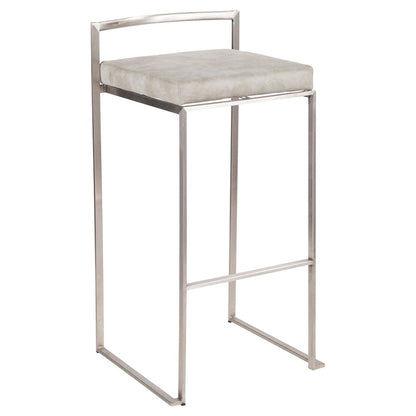 Fuji Stacker 30" Fixed-Height Barstool - Set of 3 in Stainless Steel