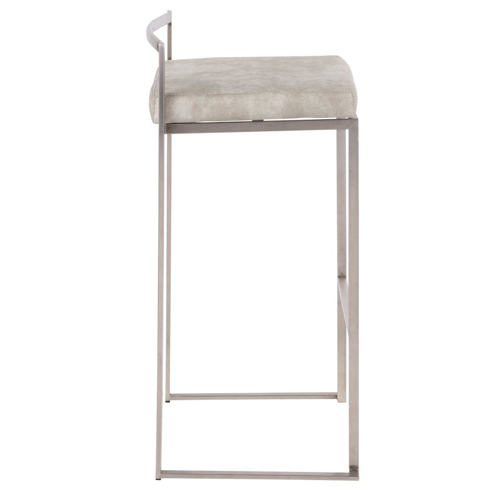 Fuji Stacker 30" Fixed-Height Barstool - Set of 3 in Stainless Steel