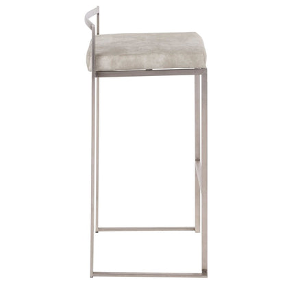Fuji Stacker 30" Fixed-Height Barstool - Set of 3 in Stainless Steel