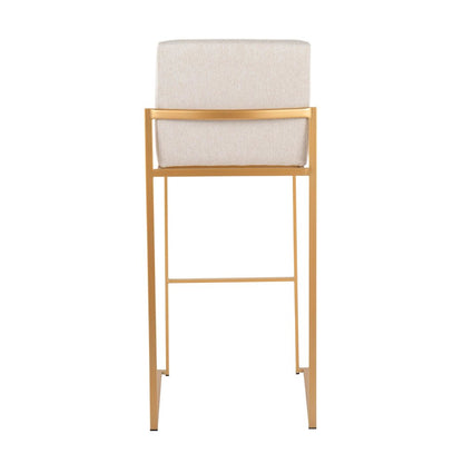 Fuji High Back 30" Fixed-Height Barstool - Set of 3 in Gold Steel