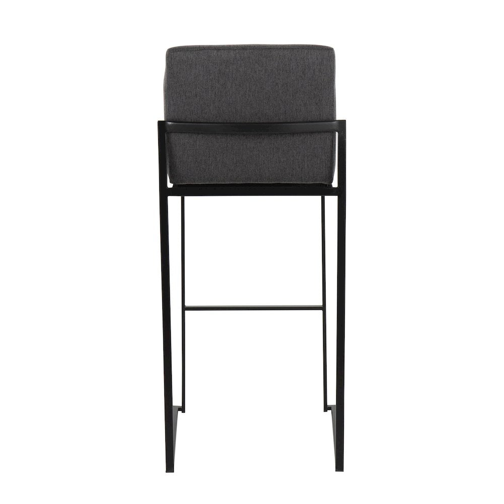 Fuji High Back 30" Fixed-Height Barstool - Set of 3 in Black Steel