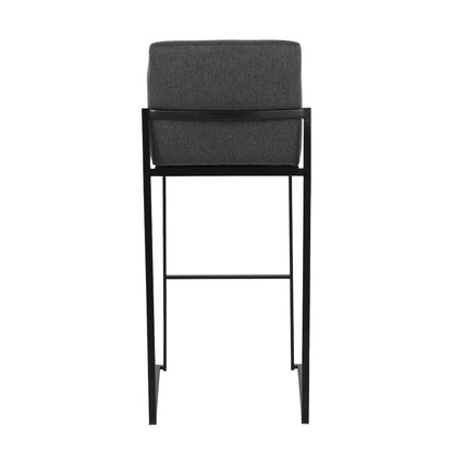 Fuji High Back 30" Fixed-Height Barstool - Set of 3 in Black Steel