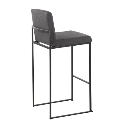 Fuji High Back 30" Fixed-Height Barstool - Set of 3 in Black Steel
