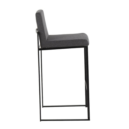 Fuji High Back 30" Fixed-Height Barstool - Set of 3 in Black Steel