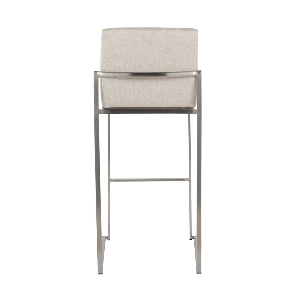 Fuji High Back 30" Fixed-Height Barstool - Set of 3 in Stainless Steel
