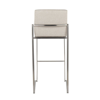 Fuji High Back 30" Fixed-Height Barstool - Set of 3 in Stainless Steel