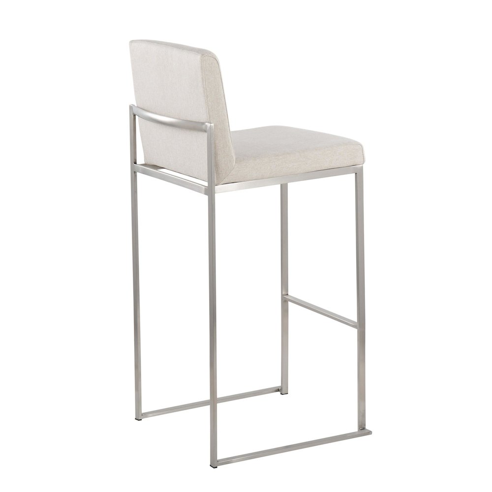Fuji High Back 30" Fixed-Height Barstool - Set of 3 in Stainless Steel