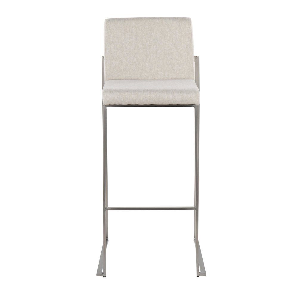 Fuji High Back 30" Fixed-Height Barstool - Set of 3 in Stainless Steel