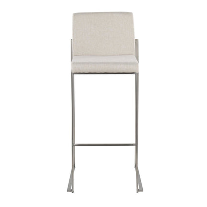 Fuji High Back 30" Fixed-Height Barstool - Set of 3 in Stainless Steel