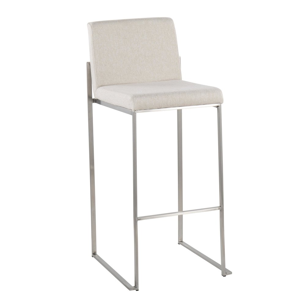 Fuji High Back 30" Fixed-Height Barstool - Set of 3 in Stainless Steel