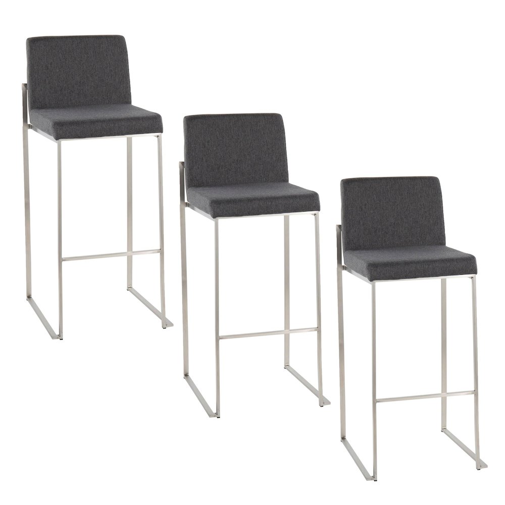 Fuji High Back 30" Fixed-Height Barstool - Set of 3