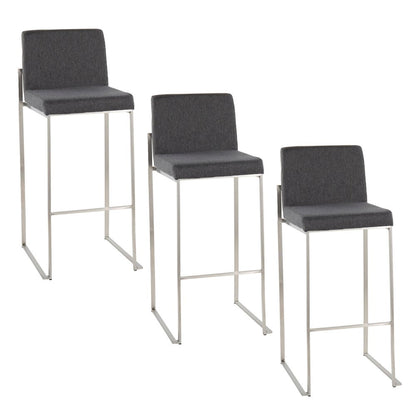 Fuji High Back 30" Fixed-Height Barstool - Set of 3