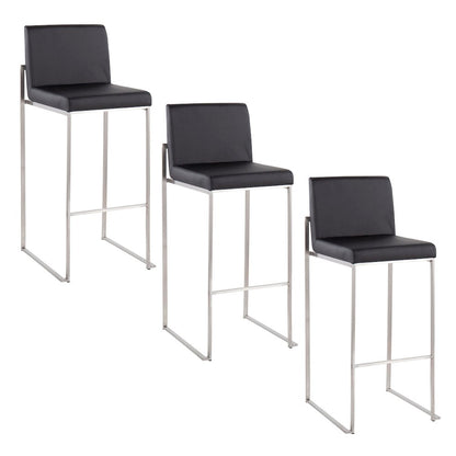 Fuji High Back 30" Fixed-Height Barstool - Set of 3