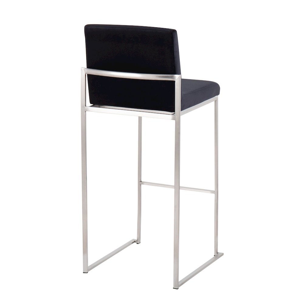 Fuji High Back 30" Fixed-Height Barstool - Set of 3 in Stainless Steel