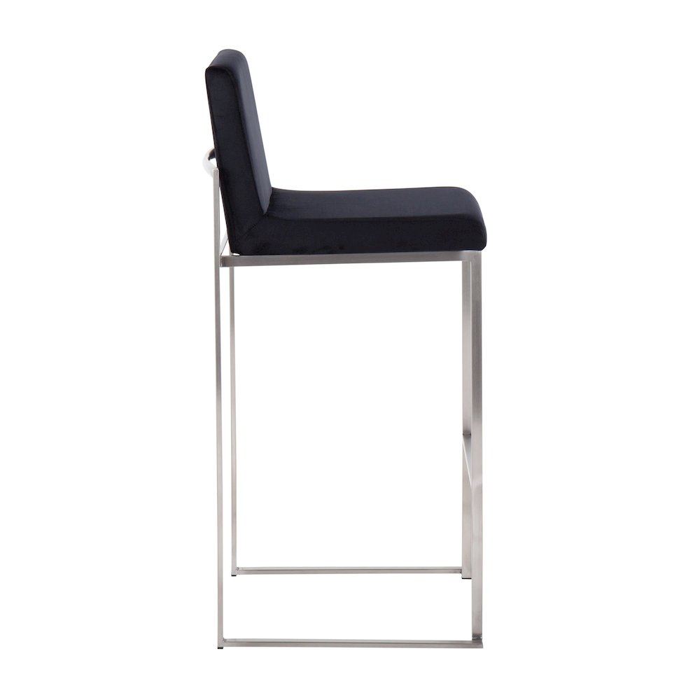 Fuji High Back 30" Fixed-Height Barstool - Set of 3 in Stainless Steel