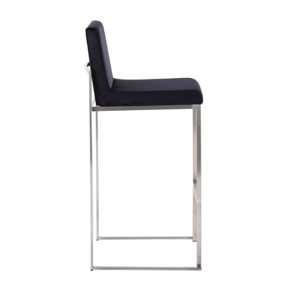Fuji High Back 30" Fixed-Height Barstool - Set of 3 in Stainless Steel