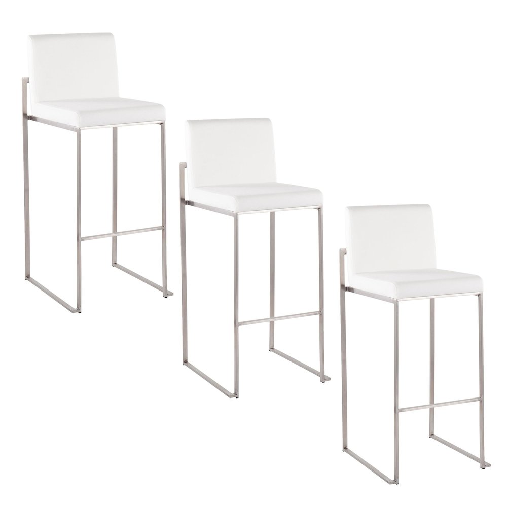 Fuji High Back 30" Fixed-Height Barstool - Set of 3