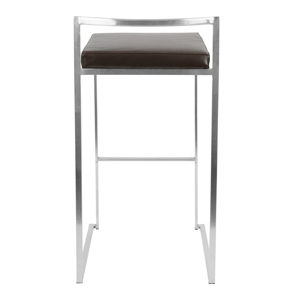 Fuji Stacker 30" Fixed-Height Barstool - Set of 3 in Stainless Steel