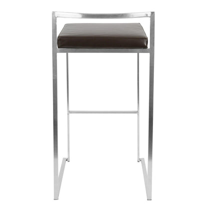 Fuji Stacker 30" Fixed-Height Barstool - Set of 3 in Stainless Steel