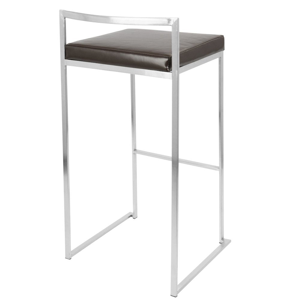 Fuji Stacker 30" Fixed-Height Barstool - Set of 3 in Stainless Steel