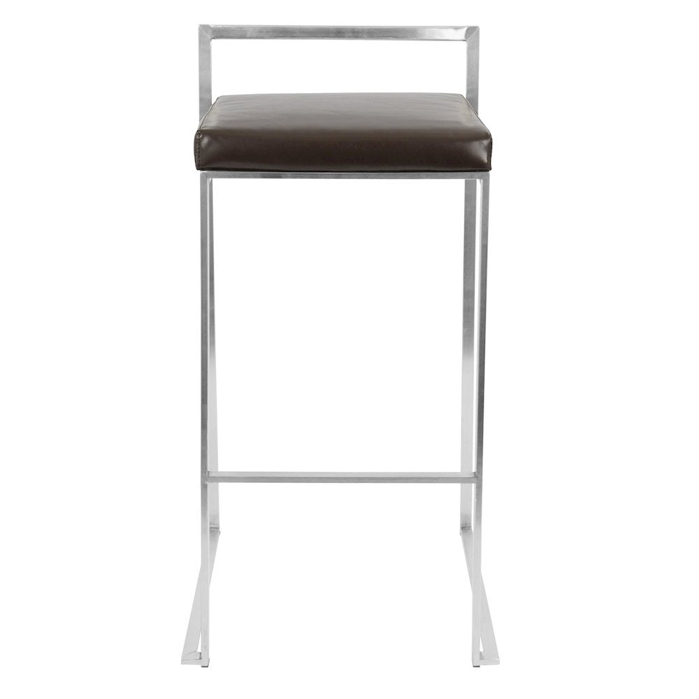 Fuji Stacker 30" Fixed-Height Barstool - Set of 3 in Stainless Steel