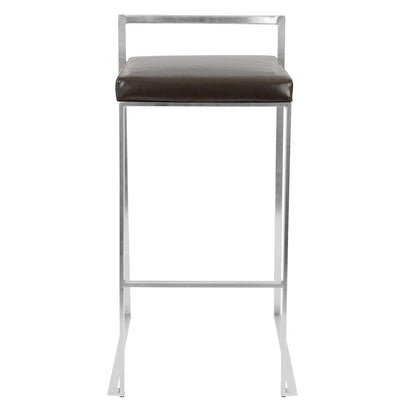 Fuji Stacker 30" Fixed-Height Barstool - Set of 3 in Stainless Steel