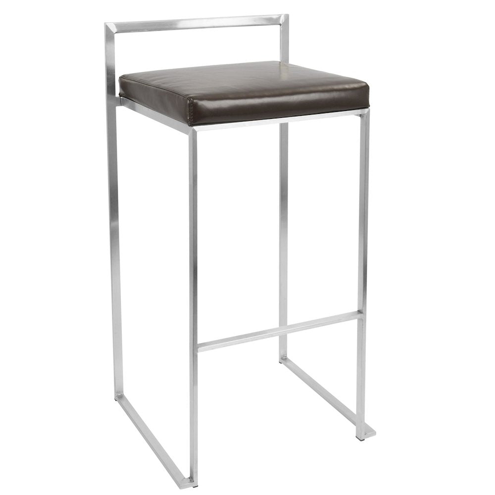 Fuji Stacker 30" Fixed-Height Barstool - Set of 3 in Stainless Steel