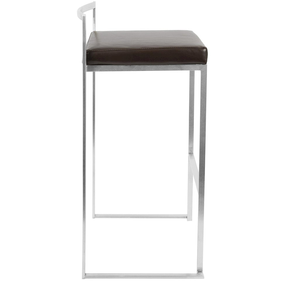 Fuji Stacker 30" Fixed-Height Barstool - Set of 3 in Stainless Steel